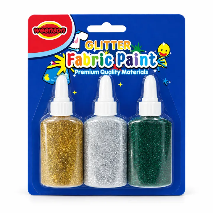3 × 40 ml Glitter Fabric Paint