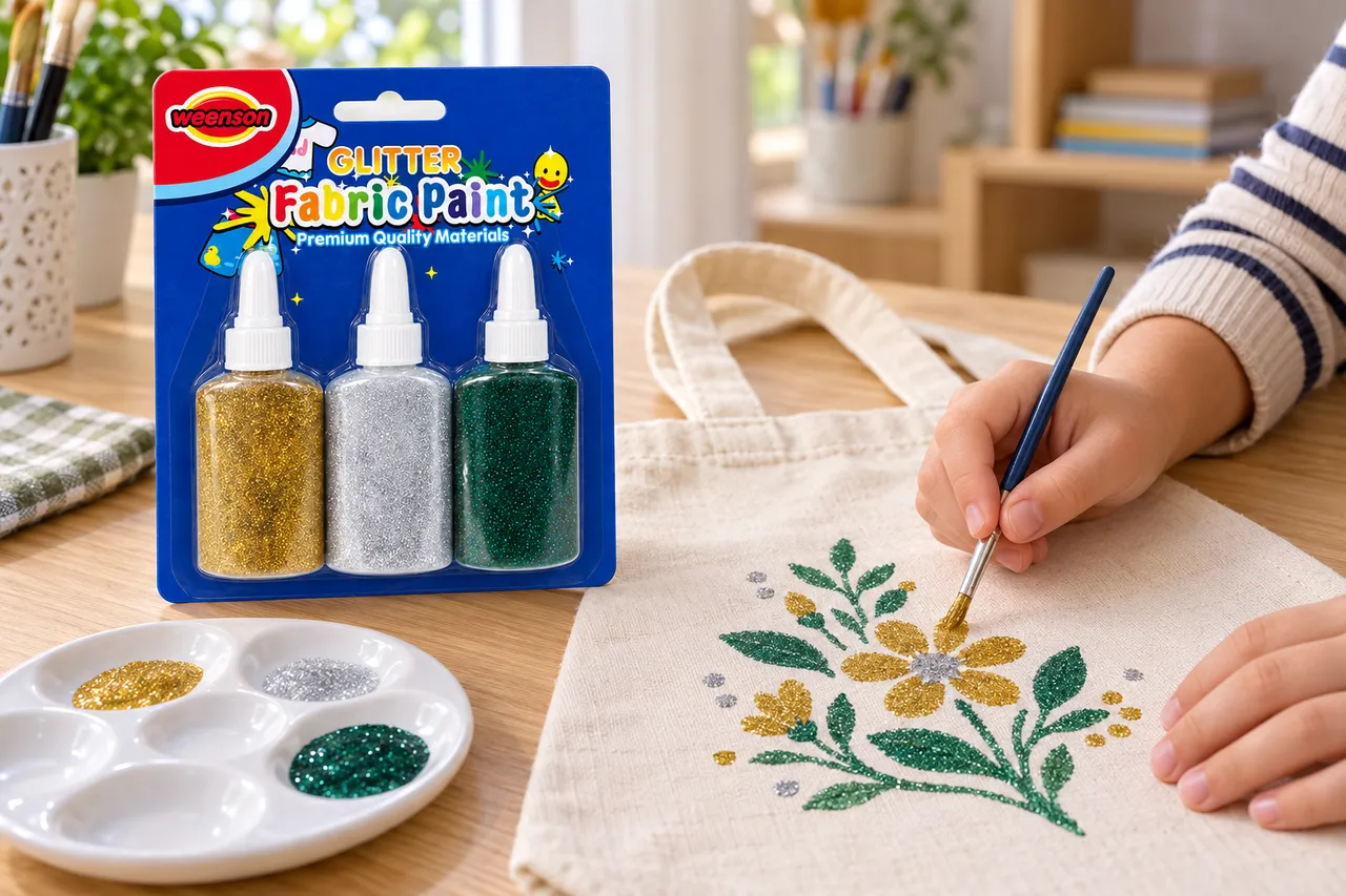 3 × 40 ml Glitter Fabric Paint